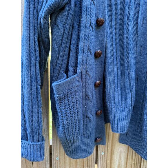 Navy Grandpa Cardigan — 90s / Slouchy Layering Knit - Picture 2 of 5